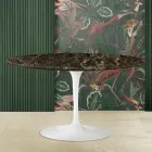 Mesita Tulip Eero Saarinen Alt. 41 Ovalada de mármol Emperador Dark Made in Italy Viadurini