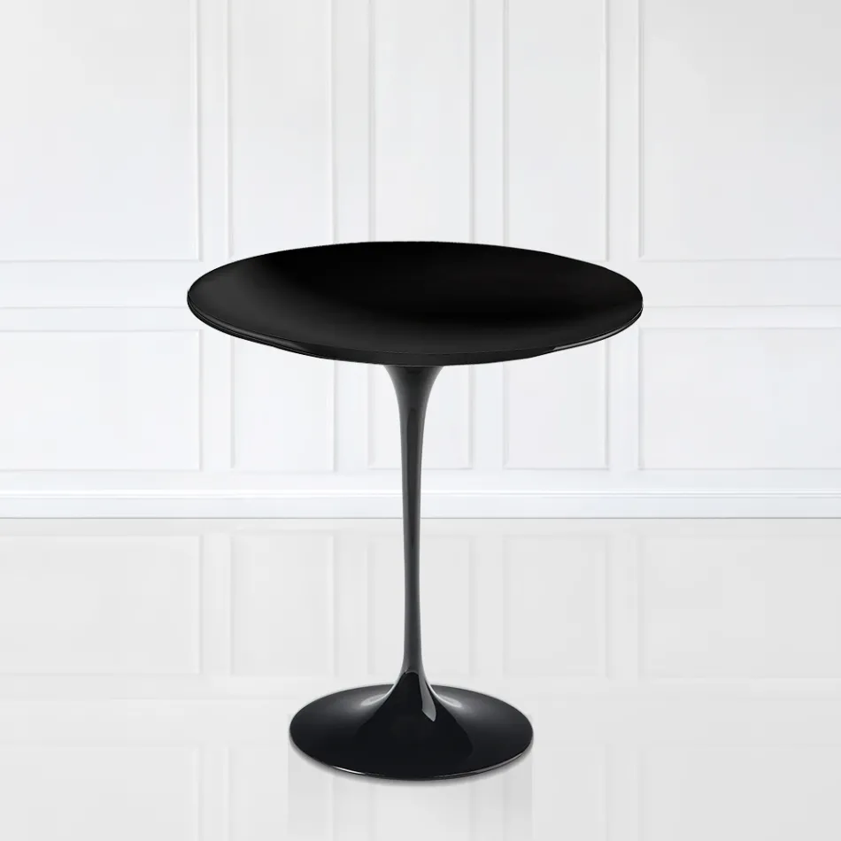 Mesa de Centro Tulip Eero Saarinen H 52 con Tapa de Laminado Líquido Negro Made in Italy - Escarlata Viadurini