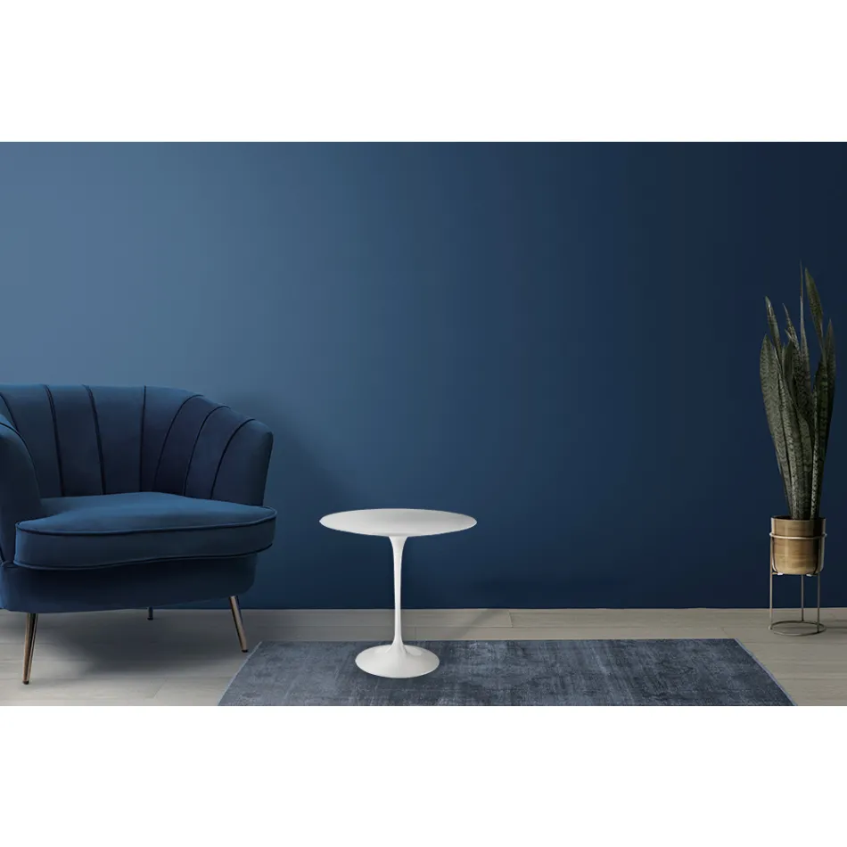 Mesa de Centro Tulip Eero Saarinen H 52 en Laminado Líquido Blanco Made in Italy - Escarlata Viadurini