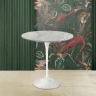 Mesita Eero Saarinen Tulip Alt. 52 de Mármol Carrara Statuarietto Made in Italy - Escarlata Viadurini