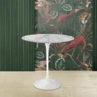 Mesita Tulip Eero Saarinen Alt. 52 Ovalada de Mármol Arabescato Made in Italy Viadurini