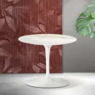 Mesa de centro Tulipán de Saarinen, 39 cm de altura, en cerámica mate Florim Calacatta Gold - Escarlata Viadurini