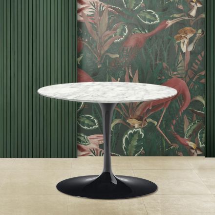 Mesa de centro ovalada Tulip Saarinen H 39 con tapa de mármol de Carrara Made in Italy - Escarlata Viadurini