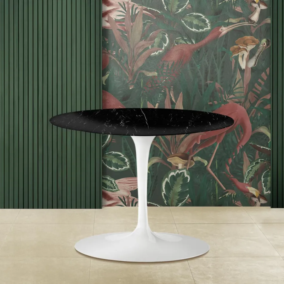 Mesa de centro ovalada Tulip Saarinen H 39 de mármol negro MArquinia Made in Italy Viadurini