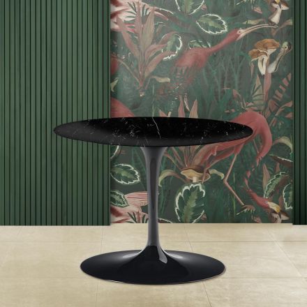 Mesa de centro ovalada Tulip Saarinen H 39 de mármol negro MArquinia Made in Italy Viadurini