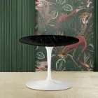 Mesa de Centro Redonda Tulip Saarinen H 39 en Mármol Negro Marquinia Made in Italy - Escarlata Viadurini
