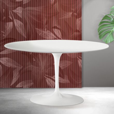 Mesa de centro Tulipán de Saarinen, 41 cm de altura, en cerámica Florim blanca mate - Escarlata Viadurini