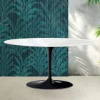 Mesa de centro Tulipán de Saarinen, 41 cm de altura, en cerámica Florim blanca brillante - Escarlata Viadurini