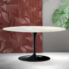 Mesa de centro Tulipán de Saarinen, 41 cm de altura, en cerámica mate Florim Calacatta Gold - Escarlata Viadurini