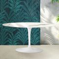 Mesa de centro Tulipán de Saarinen, 41 cm de altura, en cerámica Statuario Florim brillante - Escarlata