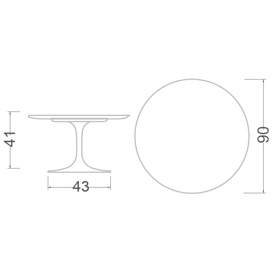 Mesa de centro Tulip Saarinen Alt. 41 con tablero de laminado líquido negro Made in Italy - Escarlata Viadurini