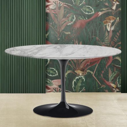Mesita Tulip Saarinen Alt. 41 con tablero de mármol Arabescato Made in Italy Viadurini