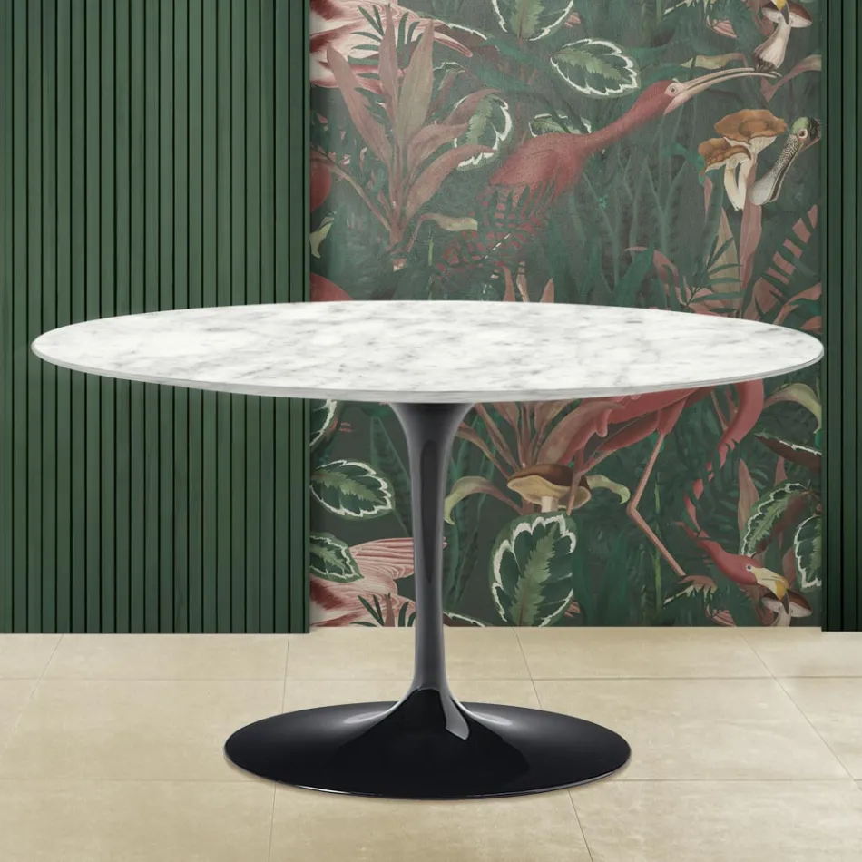 Mesita Tulip Saarinen Alt. 41 con tablero de mármol de Carrara Made in Italy Viadurini