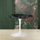 Mesita Tulip Saarinen Alt. 41 con tablero de mármol Verde Alpi Made in Italy Viadurini