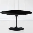 Mesa de Centro Tulip Saarinen Alt. 41 con Tapa Ovalada en Laminado Líquido Negro Made in Italy - Escarlata Viadurini
