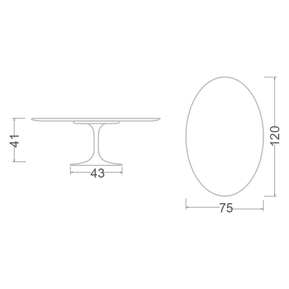 Mesa de Centro Tulip Saarinen Alt. 41 en Laminado Líquido Ovalado Blanco Made in Italy - Escarlata Viadurini