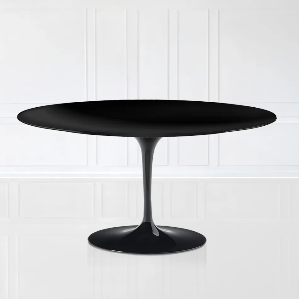 Mesa de Centro Tulip Saarinen Alt. 41 en Laminado Líquido Oval Negro Made in Italy - Escarlata Viadurini