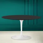 Tulip Saarinen H 41 Mesa de centro ovalada con tapa de cerámica suave negra Made in Italy - Escarlata Viadurini