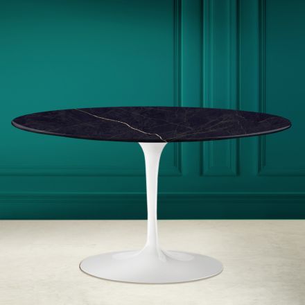 Mesa de centro ovalada Tulip Saarinen H 41 con tapa de cerámica Noir Laurent Viadurini