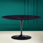 Mesa de centro ovalada Tulip Saarinen H 41 con tapa de cerámica Noir Laurent Viadurini