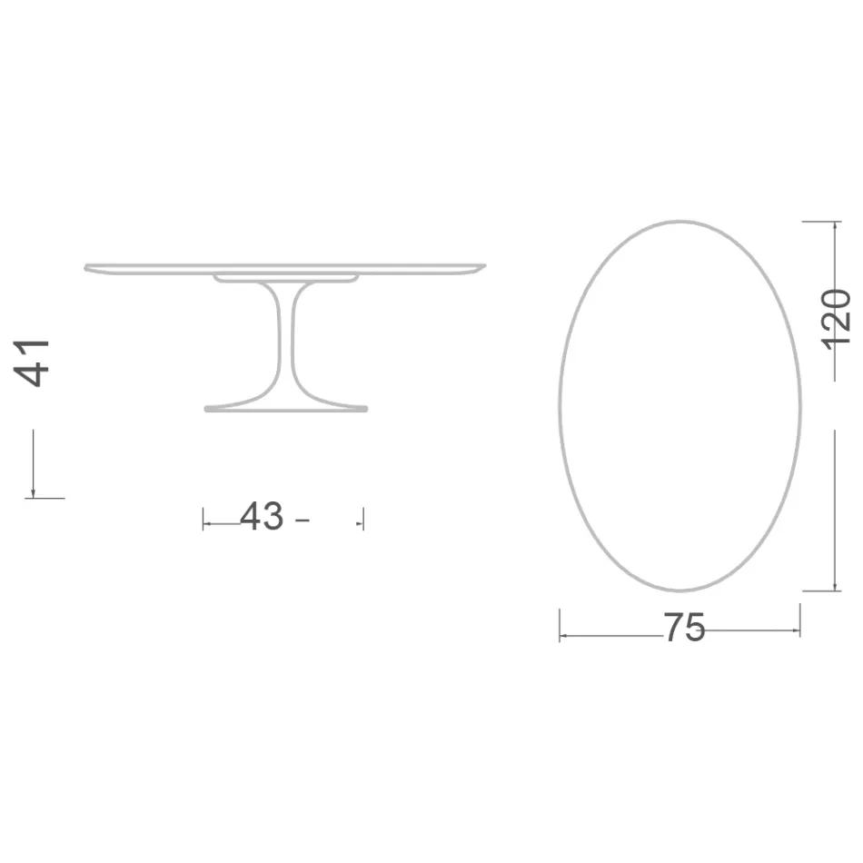 Mesa de centro ovalada Tulip Saarinen H 41 en cerámica Absolute Black Made in Italy - Escarlata Viadurini