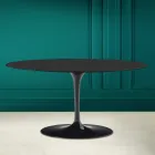 Tulip Saarinen H 41 Mesa de Centro Ovalada en Cerámica Suave Noir Made in Italy - Escarlata Viadurini
