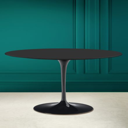 Tulip Saarinen H 41 Mesa de Centro Ovalada en Cerámica Suave Noir Made in Italy - Escarlata Viadurini