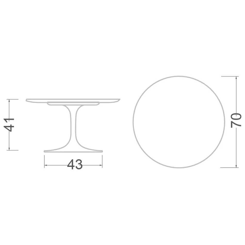 Mesa de Centro Redonda Tulip Saarinen H 41 con Tapa de Mármol Arabescato Made in Italy - Escarlata Viadurini