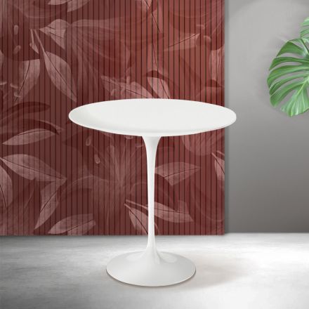 Mesa de centro Tulipán de Saarinen, 52 cm de altura, en cerámica Florim blanca mate - Escarlata Viadurini