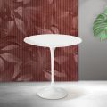 Mesa de centro Tulipán de Saarinen, 52 cm de altura, en cerámica Florim blanca mate - Escarlata