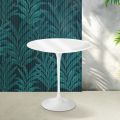 Mesa de centro Tulipán de Saarinen, 52 cm de altura, en cerámica Florim blanca brillante - Escarlata
