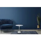 Mesita Tulip Saarinen Alt. 52 con tapa ovalada de laminado líquido blanco Made in Italy - Escarlata Viadurini