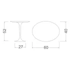 Mesita Tulip Saarinen Alt. 52 con tapa ovalada de laminado líquido negro Made in Italy - Escarlata Viadurini