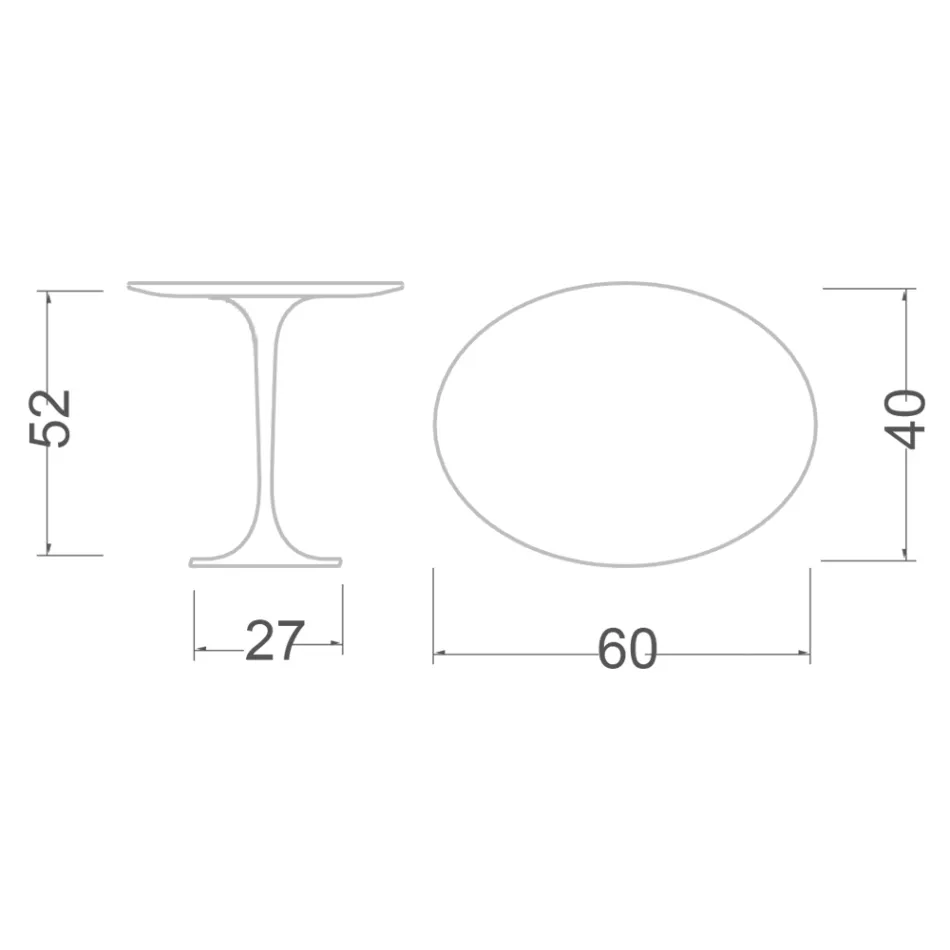Mesa de centro Tulip Saarinen Alt. 52 con tablero ovalado de mármol de Carrara Made in Italy - Escarlata Viadurini