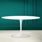 Mesita ovalada Alt. 41 Tulip Saarinen en blanco absoluto Made in Italy - Escarlata Viadurini