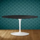 Mesa de centro Tulipán de Saarinen, ovalada, 41 cm de alto, cerámica Domoos, fabricada en Italia - Escarlata Viadurini