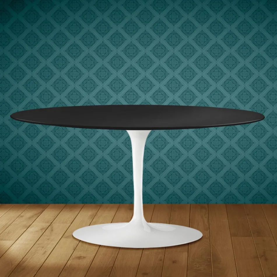 Mesa de centro Tulipán de Saarinen, ovalada, 41 cm de alto, cerámica Domoos, fabricada en Italia - Escarlata Viadurini