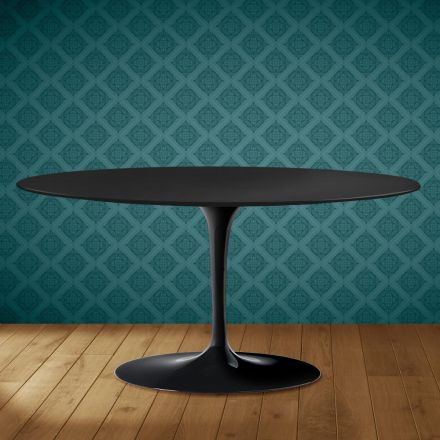 Mesa de centro Tulipán de Saarinen, ovalada, 41 cm de alto, cerámica Domoos, fabricada en Italia - Escarlata Viadurini
