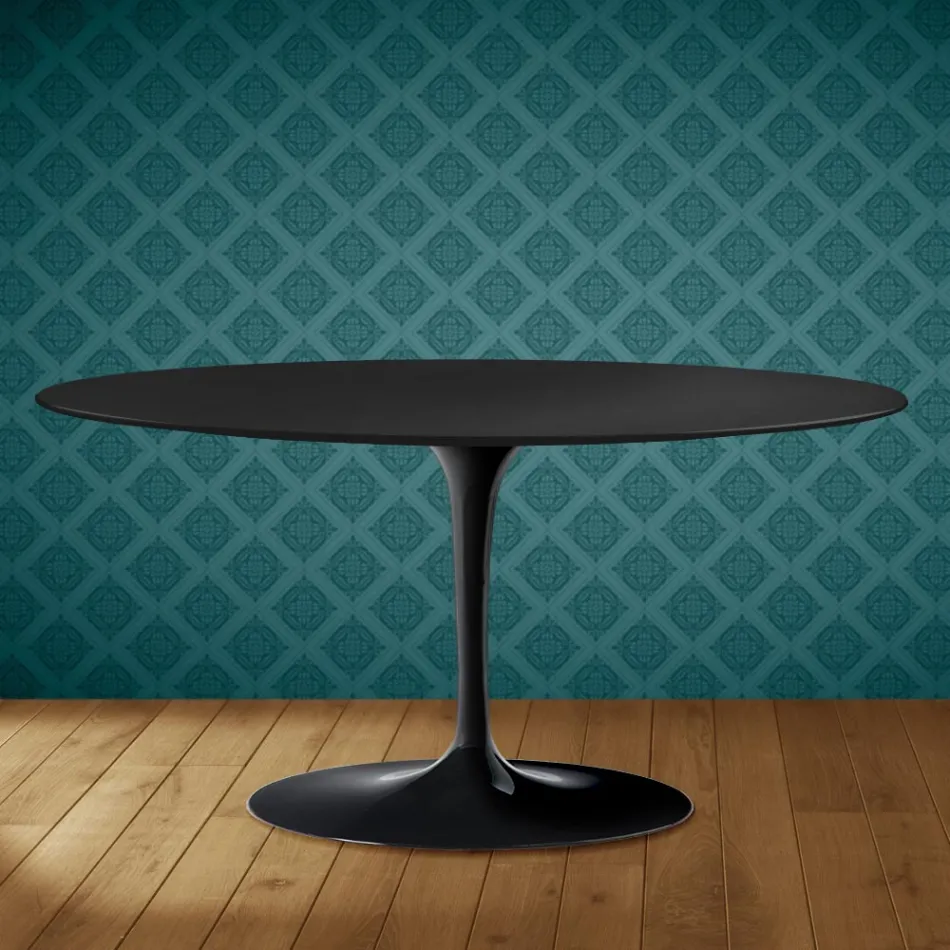 Mesa de centro Tulipán de Saarinen, ovalada, 41 cm de alto, cerámica Domoos, fabricada en Italia - Escarlata Viadurini
