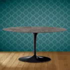 Tulip Saarinen Mesita Ovalada Alt. 41 de Cerámica Kira Made in Italy - Escarlata Viadurini