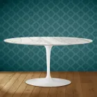 Mesa de centro Tulipán de Saarinen, ovalada, 41 cm de alto, cerámica brillante, fabricada en Italia - Escarlata Viadurini