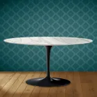 Mesa de centro Tulipán de Saarinen, ovalada, 41 cm de alto, cerámica brillante, fabricada en Italia - Escarlata Viadurini