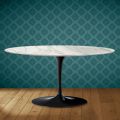Mesa de centro Tulipán de Saarinen, ovalada, 41 cm de alto, cerámica brillante, fabricada en Italia - Escarlata