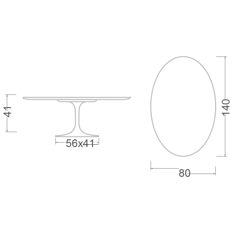 Mesa de centro Tulipán de Saarinen, ovalada, 41 cm de alto, cerámica Marmorio, fabricada en Italia - Escarlata Viadurini