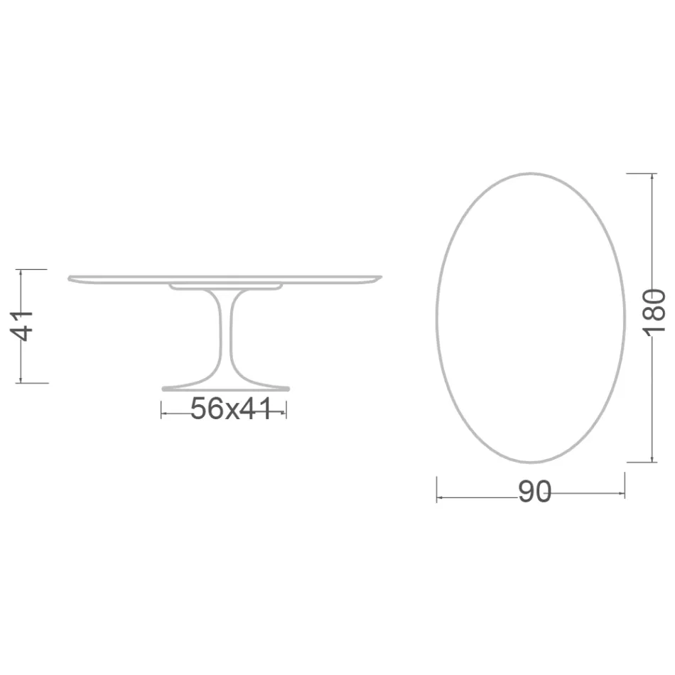 Mesa de centro Tulipán de Saarinen, ovalada, 41 cm de alto, cerámica Marmorio, fabricada en Italia - Escarlata Viadurini