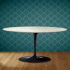 Mesa de centro Tulipán de Saarinen, ovalada, 41 cm de alto, cerámica Marmorio, fabricada en Italia - Escarlata Viadurini