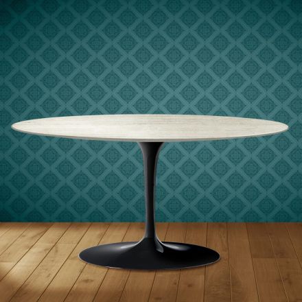 Mesa de centro Tulipán de Saarinen, ovalada, 41 cm de alto, cerámica Marmorio, fabricada en Italia - Escarlata Viadurini