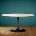 Mesa de centro Tulipán de Saarinen, ovalada, 41 cm de alto, cerámica Marmorio, fabricada en Italia - Escarlata