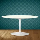 Mesa de centro Tulipán de Saarinen, ovalada, 41 cm de alto, cerámica Moonè, fabricada en Italia - Escarlata Viadurini