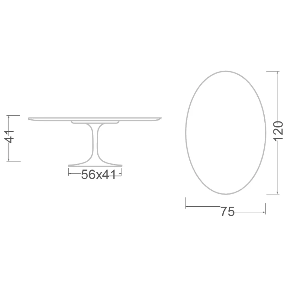 Mesa de centro Tulipán de Saarinen, ovalada, 41 cm de alto, cerámica Moonè, fabricada en Italia - Escarlata Viadurini